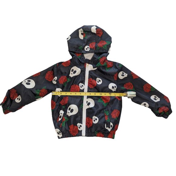 MetalliMonsters Kids Raincoat Skull & Rose Print Hoodie Jacket Size 3-4Y - Picture 4 of 6